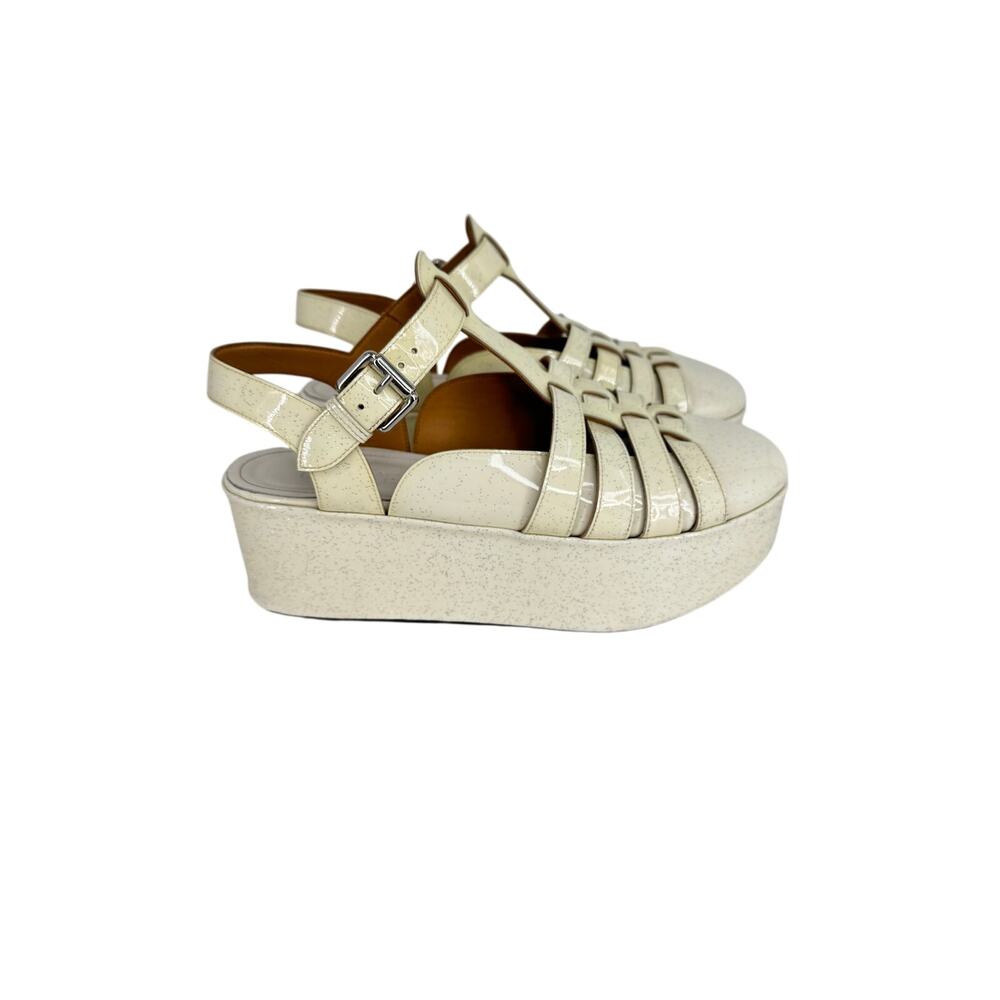 Loewe Sandals women's 41 fisherman platform patent leather shimmer chunky cream